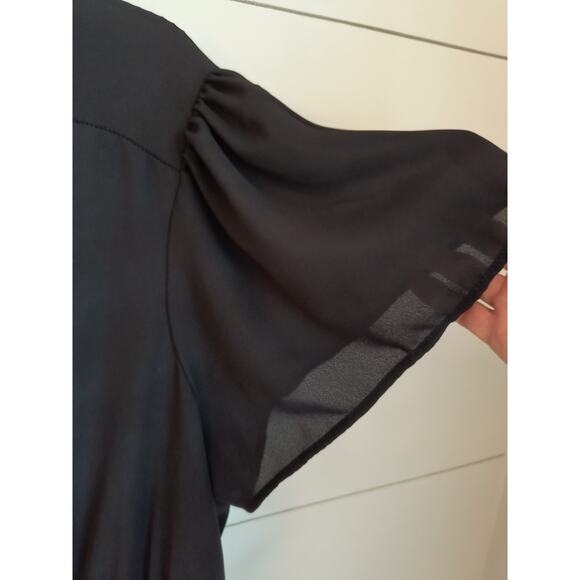 Torrid Button Down Blouse Women's 2X Black Ruffled front Smocked Waist Chiffon - Picture 7 of 15